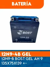 BATERIA 12N9-B BOST GEL AH 9 135X75X139 + -