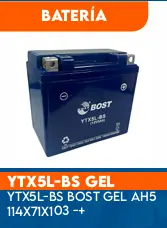 BATERIA YTX5L-BS BOST GEL AH5 114X71X103 - +